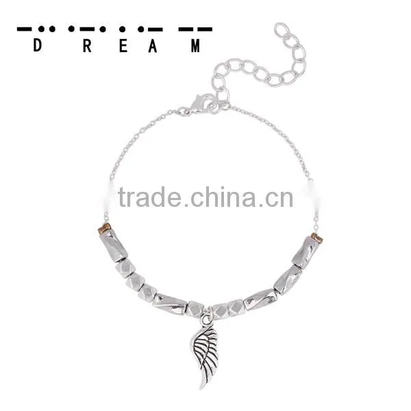 Link Cable Chain Antique Silver & Silver Plated Wing Copper Morse Code " DREAM " Bracelets photo-3