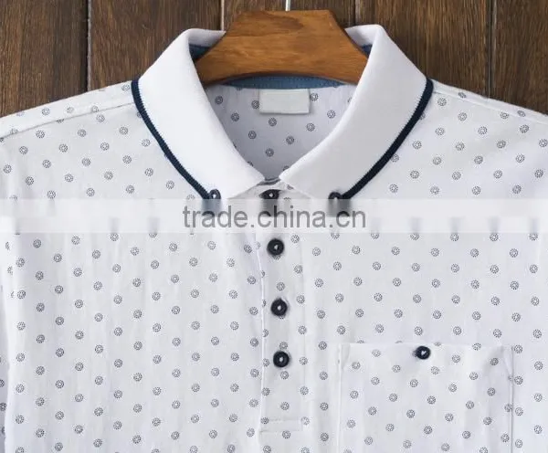 2016 Spring and Summer Men Short Sleeved Dot Polo t Shirt 100% Cotton photo-2