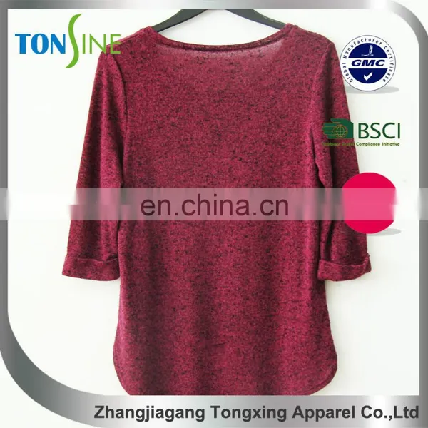 Women's Yarn Dyed Three Quarter Sleeve Top photo-2