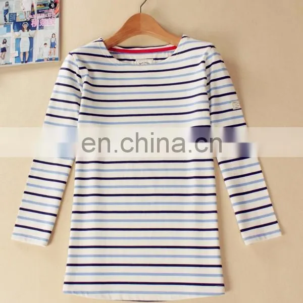 Top Grade Lady 3/4 Sleeves Blouse Design/lady Stripe Shirt photo-6