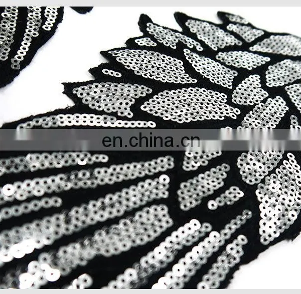 2017 Silver Wing Patches Embroidered Applique With Sequins Iron Coat of Arms Patches photo-3