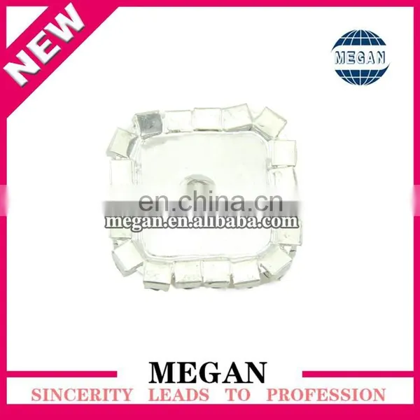 Flatback Square Shape Silver Rhinestone Crystal Button photo-6