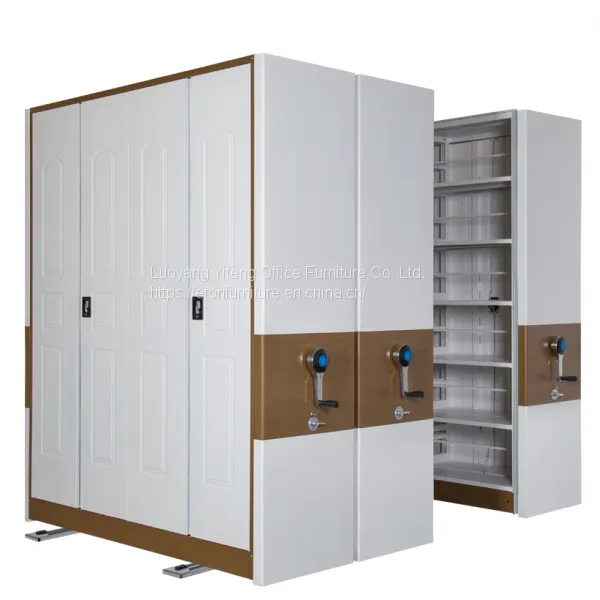 High Density Office Movable Filing Cabinet System, Mechanical Mobile Storage Shelving System photo-5