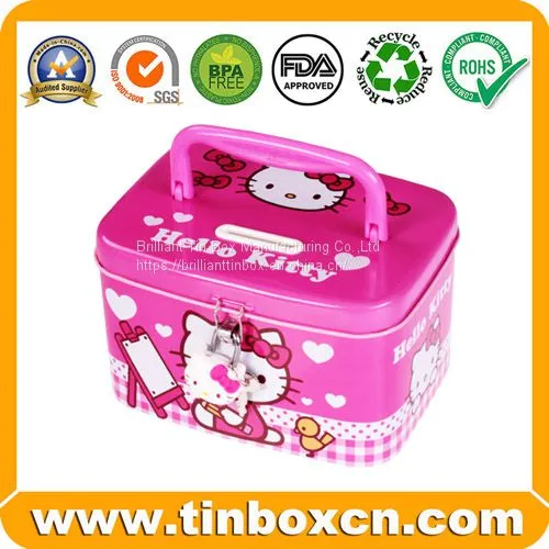 Metal Tin Coin Bank With Lock Saving Money Box for Gift photo-3