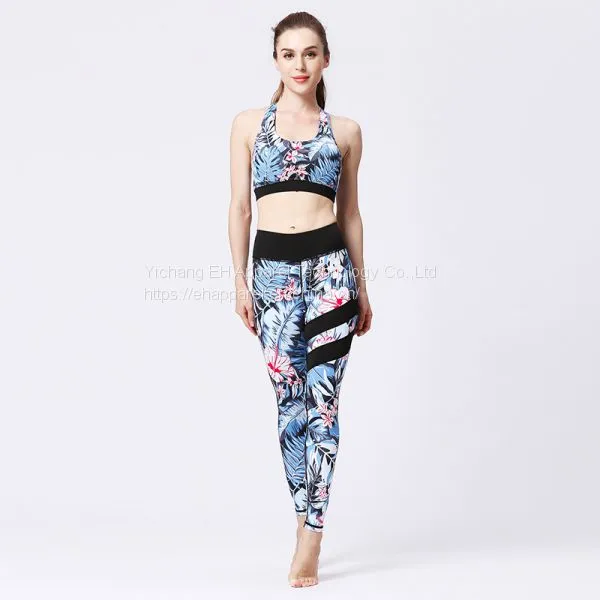 3D Print Sports Yoga Bra High Elastic Seamless Fashion Anti Cellulite Leggings Set photo-2
