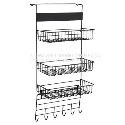 5 Layer Coated Wire Wall Mounted Multi-Layer Refrigerator Storage Rack With Hooks photo-2
