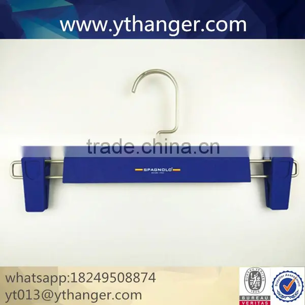 CY-633 Luxury Blue Rubber Coat Plastic Hanger Copper Coat Hanger Display Rubber Hanger photo-2