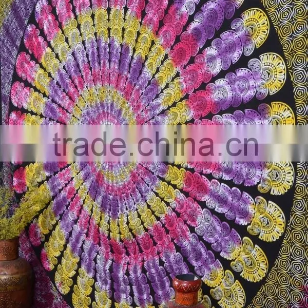 Indian Tapestry Cotton Multicolored Mandala Vintage Wall Hanging Tapestries Throw Bedsheet photo-3