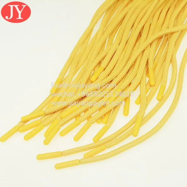 Custom Polyester Round Cord With Core Injetion Palstic Aglet Accept 8 kg Tensile Test Shoelace Aglet photo-3