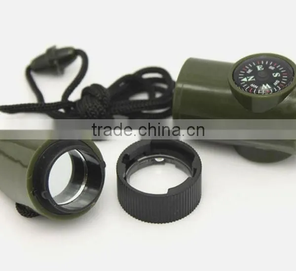 7 in 1Promotional military whistle, compass, multi-function whistle, outdoor whistle