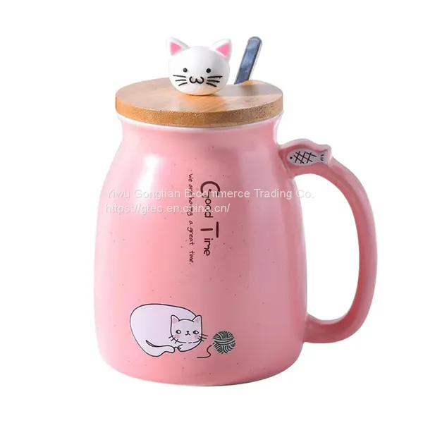 Cute Cartoon Cat Ceramic Cute Mug Mug With Lid Creative Mug Water Cup photo-3