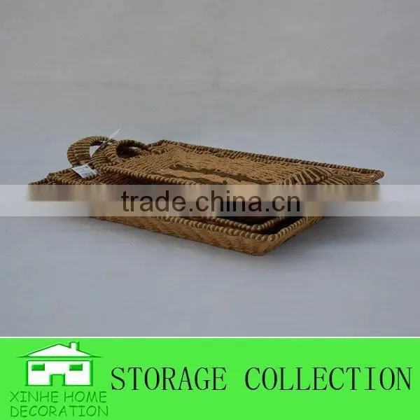 Set of 4 Rectangular Wholesale Paper Rope Woven Egg Tray photo-2