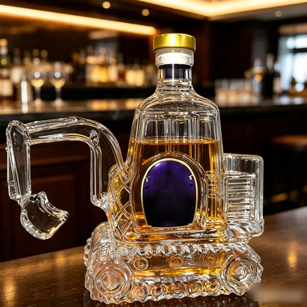 Excavator Shaped Lead-Free Crystal Liquor Decanter Whiskey Bottle for Bar Decor & Engineer Gift photo-5