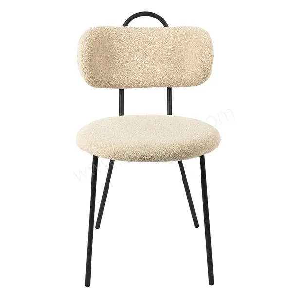 Chaise de salle à manger moderne en fer, personnalisée de haute qualité, rembourrée en tissu, à pieds métalliques, pour cuisine et restaurant.