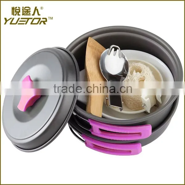 10pcs Lightweight Outdoor Camping Hiking Cookware Backpacking Cooking Picnic Bowl Pot Pan Set photo-4