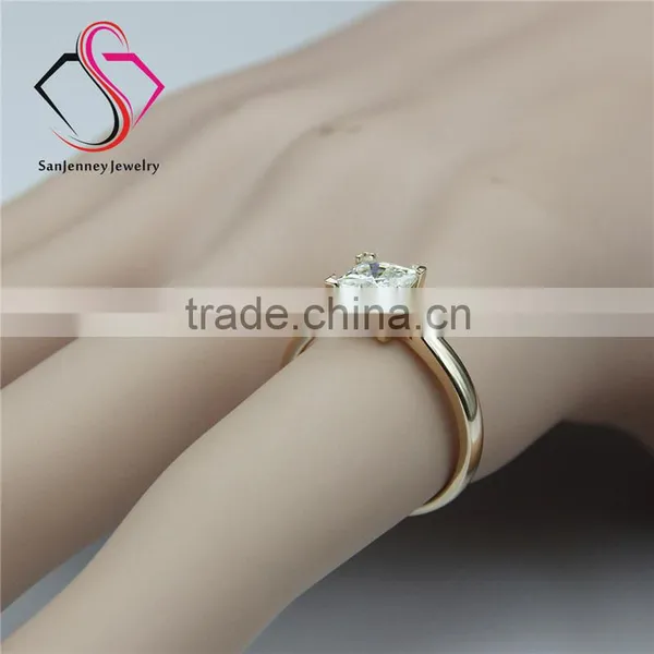 Princess Cut Moissanite Solitaire 1 Carat Sqaure 5.5mm Center 14k Rose Gold Wedding Engagement Ring photo-5