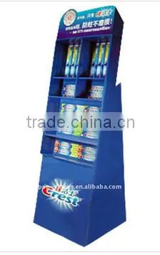 Custom Toothbrush Corrugated Cardboard Floor Dispay Rack, Spinner Cardboard Display With Hooks