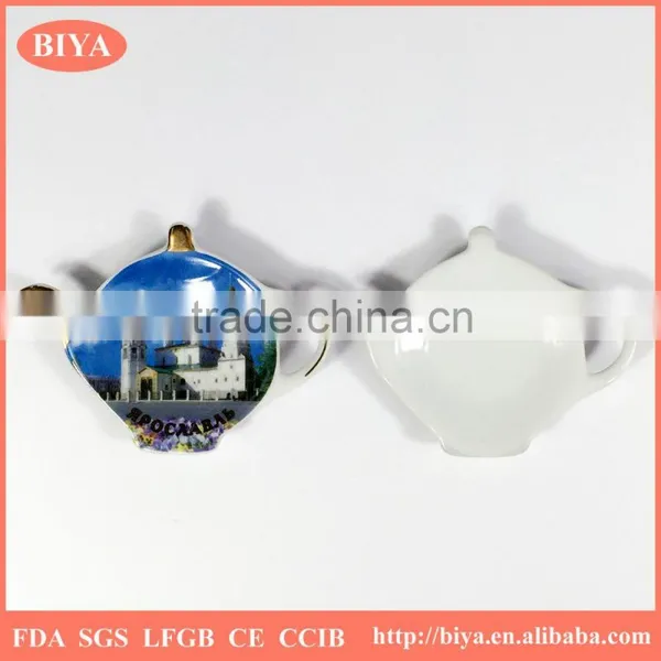 Personalized New Design Ceramic Porcelain Tea Bag Holder With Custom Design Decal Golden Famous Scenic Spot Print photo-2