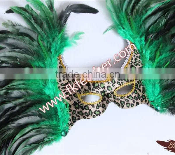 New Products 2016 Venetian Green Cock Feather Mask With Cloth Halloween Mask For Party And Stage Decoration photo-3