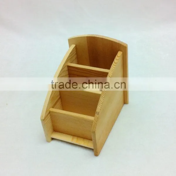 Plain Wooden Pen Pencil Holder Shelf Compartment New Handmade Wholesale Pine photo-2