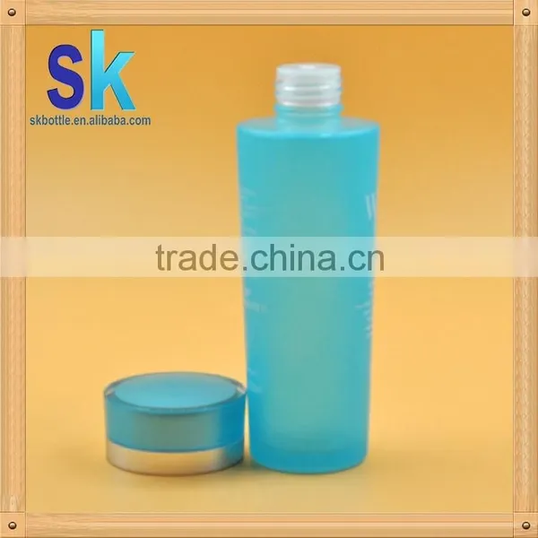 120ml Lotion Latex Bottle Glass Top Bottle Round Glass Bottle With Blue Screw Cap photo-3