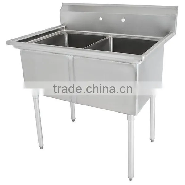 2 Two Bowl Commercial Stainless Steel Compartment Sink for Restaurant Kitchen photo-3