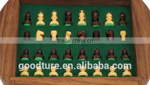 Mini Round Box Magnetic Wooden Chess Set photo-5