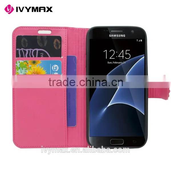 IVYMAX Premium Luxury Lady Style Bling Diamond Magnetic Crystal Leather Book Cover for Samsung Galaxy s7 Wallet Case photo-5