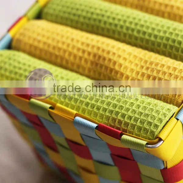 China Cheap Solid Color Yarn Dyed Cotton Waffle Dish Cloth photo-3