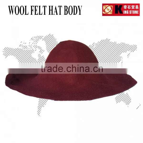 Whoesale Custom Fashion Funny Ladies 120G Flare Wool Felt Hat Bodies