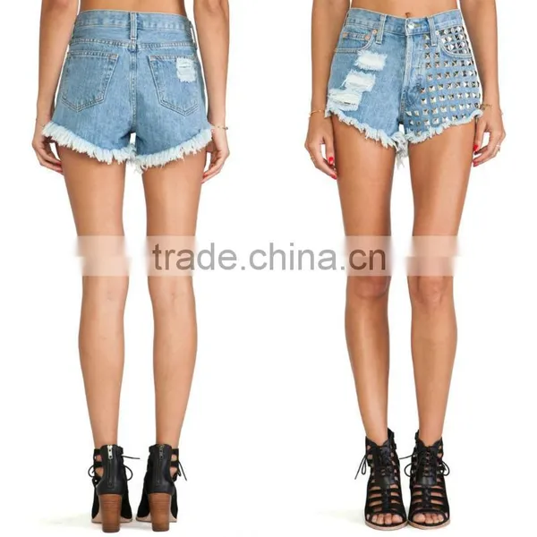 Ladies Sexy Jeans Shorts in Stone-Wash