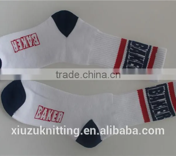White Custom Logo Adult Men Terry Sole Rubber Socks photo-3