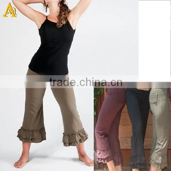 womens bloomers-gray ruffle capri