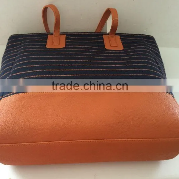 New Arrivel Strip Woolen Fabric Women Tote Bag With Cosmetic Bags photo-3