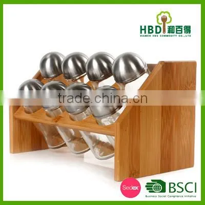 High Quality Bamboo Wood Spice Rack With 8 Jars photo-2