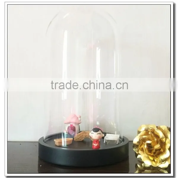 33*18 26*15 20*14 6*8cm Curios- Decorative Art Bell Jar | Vintage Style Bottle Charm Mini Glass Dome With Wood Base Terrarium photo-3