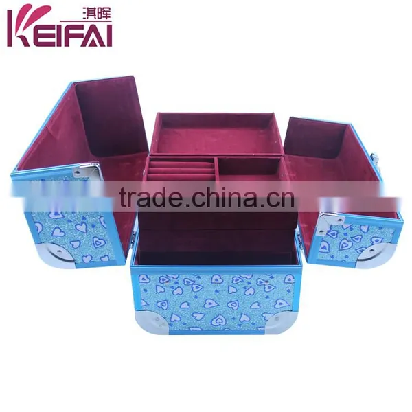 Buy Wholesale Direct From China Double Open Blue Aluminum Beauty Case With 4 Trays photo-3