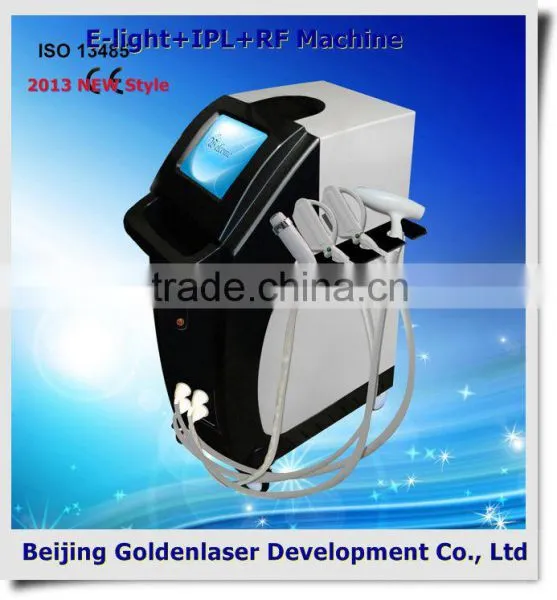 Vascular Lesions Removal 2013 New Style E-light+IPL+RF Vertical Machine Www.golden-laser.org/ Vr Three Handles Ipl Equipment