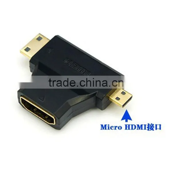 3 in 1 Micro HDMI Male & Mini HDMI Male to HDMI 1.4 Female 90 Degree COMBO Adapter HDMI Male Connector photo-5