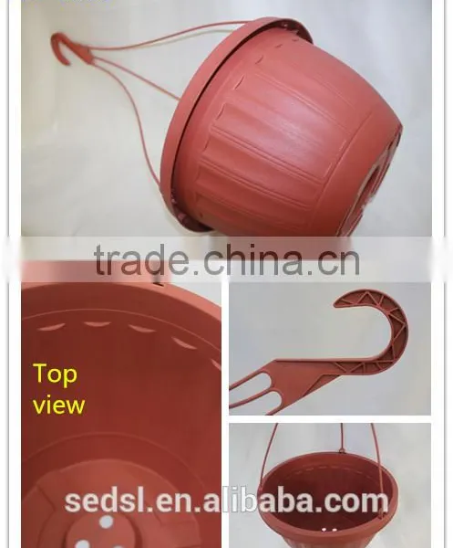 Custom Plastic Wall Mounted Hanging Self Watering Flower Pots With Hook photo-2