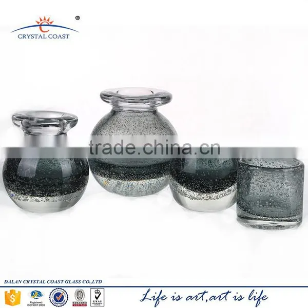 Red Bubble Clear Glass Cone Tealight Candle Holder photo-2