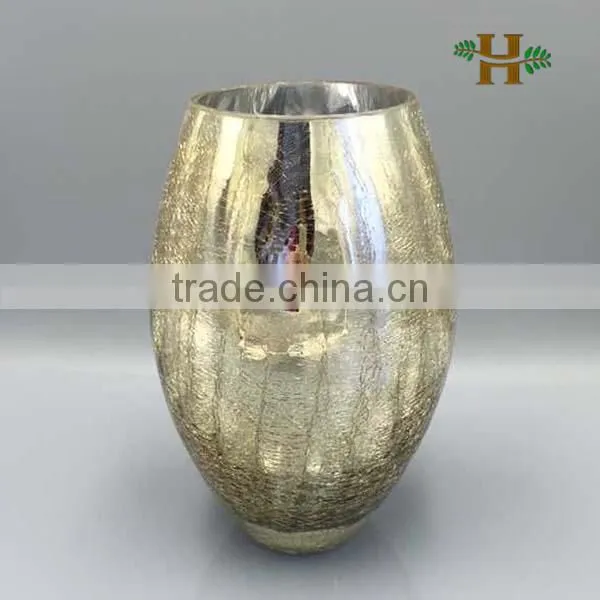 Mouth Blown Crackled Glass Vase, Flower Arrangement Glass Terrarium photo-2