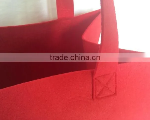 Large Collapsible Tote Cheap Red Handmade Felt Bag photo-3