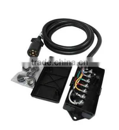 S10371 7-Way 6FT Trailer Plug Cord With 7-Pole Wiring Junction Box - Inline Harness Kit RV Blade Molded Wire Connector photo-3