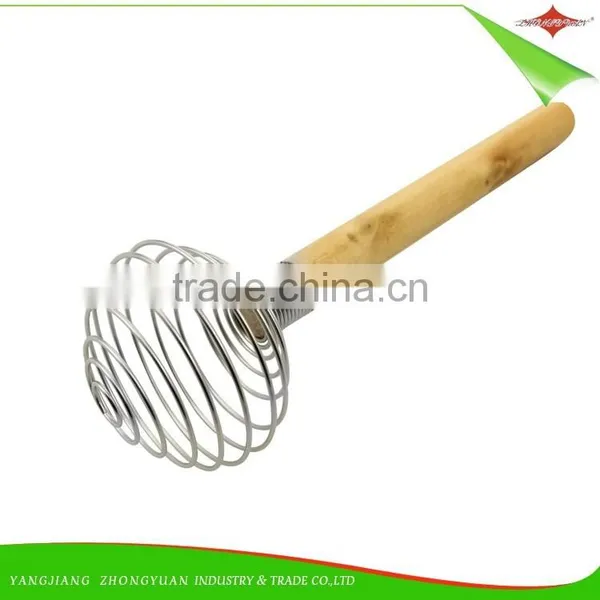 ZY-C1035 8 Inch Stainless Steel Head Egg Whisk Rubber Wood Handle Egg Beater photo-6