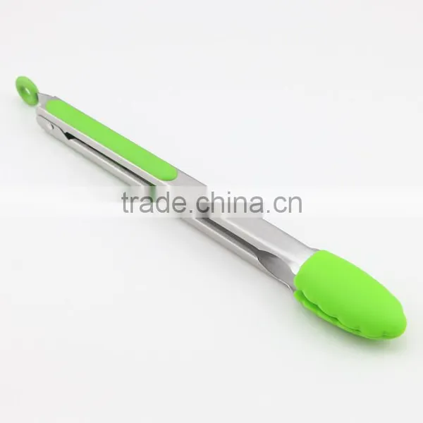 Fresh Green Silicone Stainless Steel Cooking Tongs Kitchen Tools photo-2