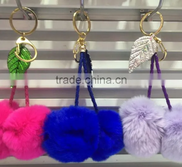 Fashion 6cm Rabbit Fur Key Ring K024-008 photo-2