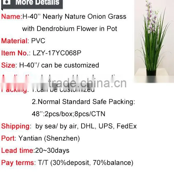 2017 Wholesale Nearly Nature Artificial Grass Synthetic Onion Grass With Orchid in Pot Fake Grass for Indoor Decoration photo-6