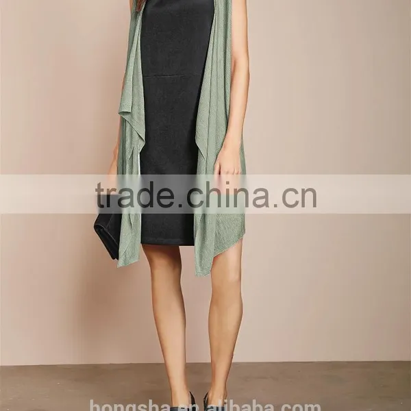 2016 Smart Sleeveless Sparkle-Yarn Cardigan With Waterfall Front HSC8007 photo-4