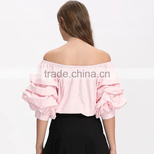 2017 Women off Shoulder New Summer Cotton Blouse Designs photo-5